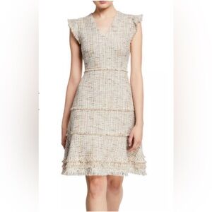 Elie Tahari Cream Textured Midi Dress